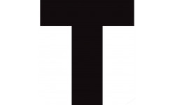 Lettre T noir sur fond blanc (20x18.7cm) - Sticker/autocollant